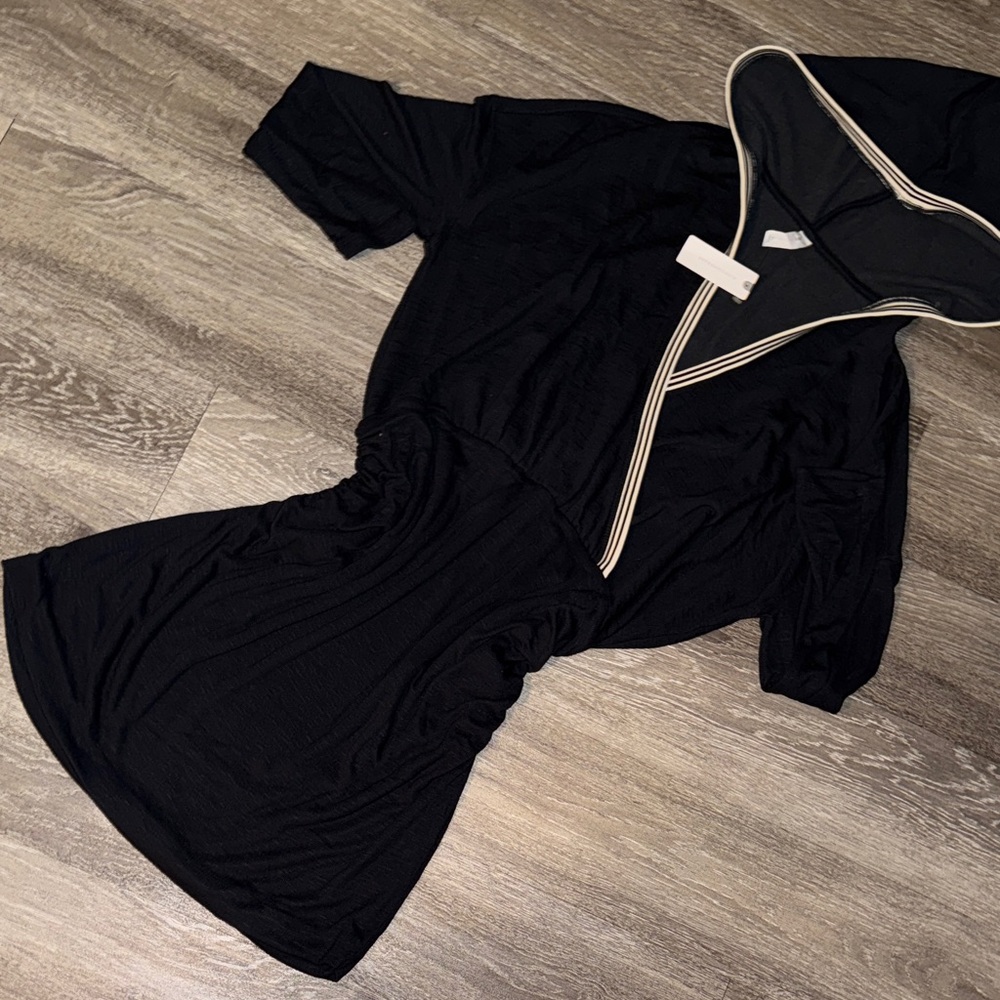 Anthropologie Black Dress with Cream Trim